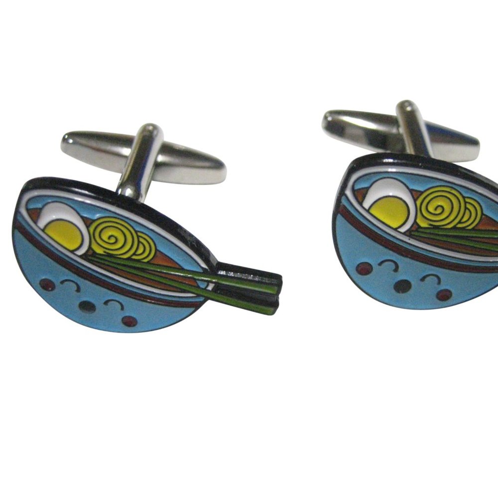 Colorful Happy Ramen Noodle Bowl Cufflinks